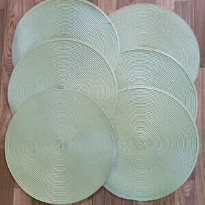 Placemats Set of 6 Round 15 In. Green Nautical Beach Coastal Grandma